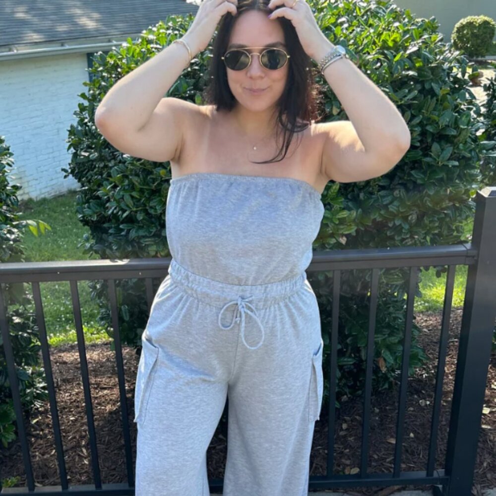 Bucketlist Drawstring Strapless Jumpsuit NWT